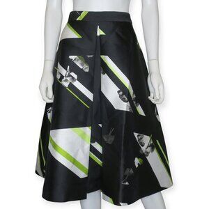 Lane Bryant Abstract Floral Pleated Midi Skirt with Pockets Women's 16